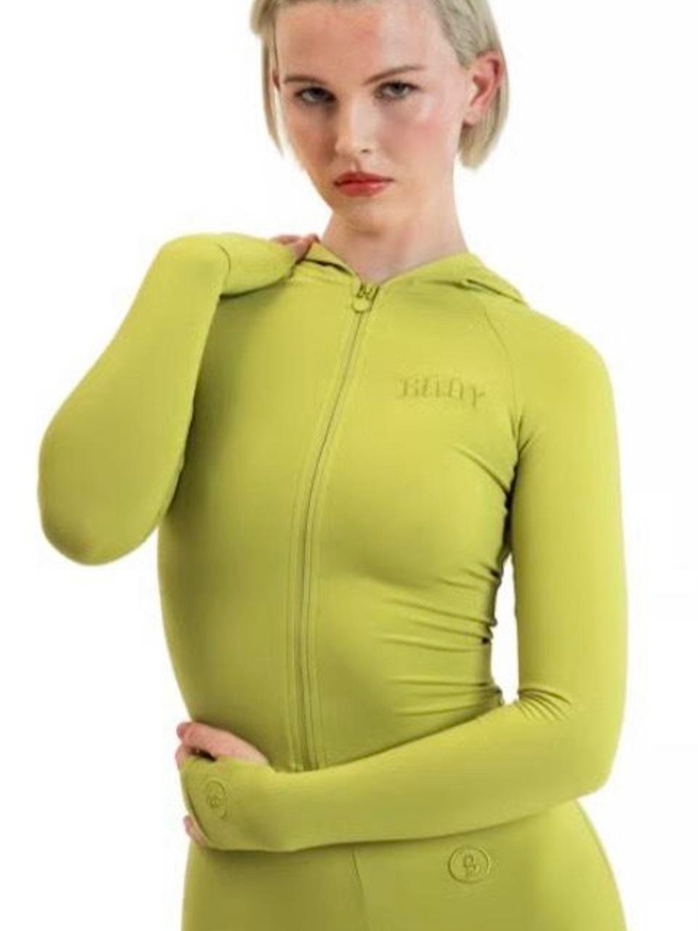 Body by Raven Tracy BodyBasics Croppd Zip Hoodie Jacket Honeydew Green S